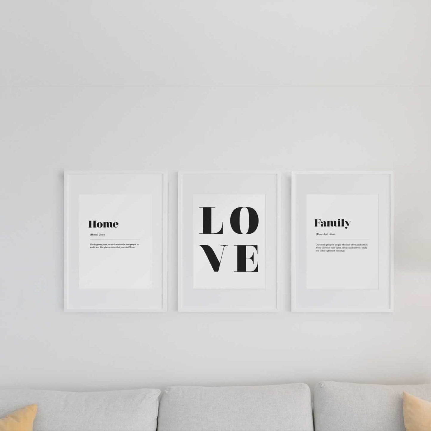 Living Room With Home Love And Family Prints On Wall