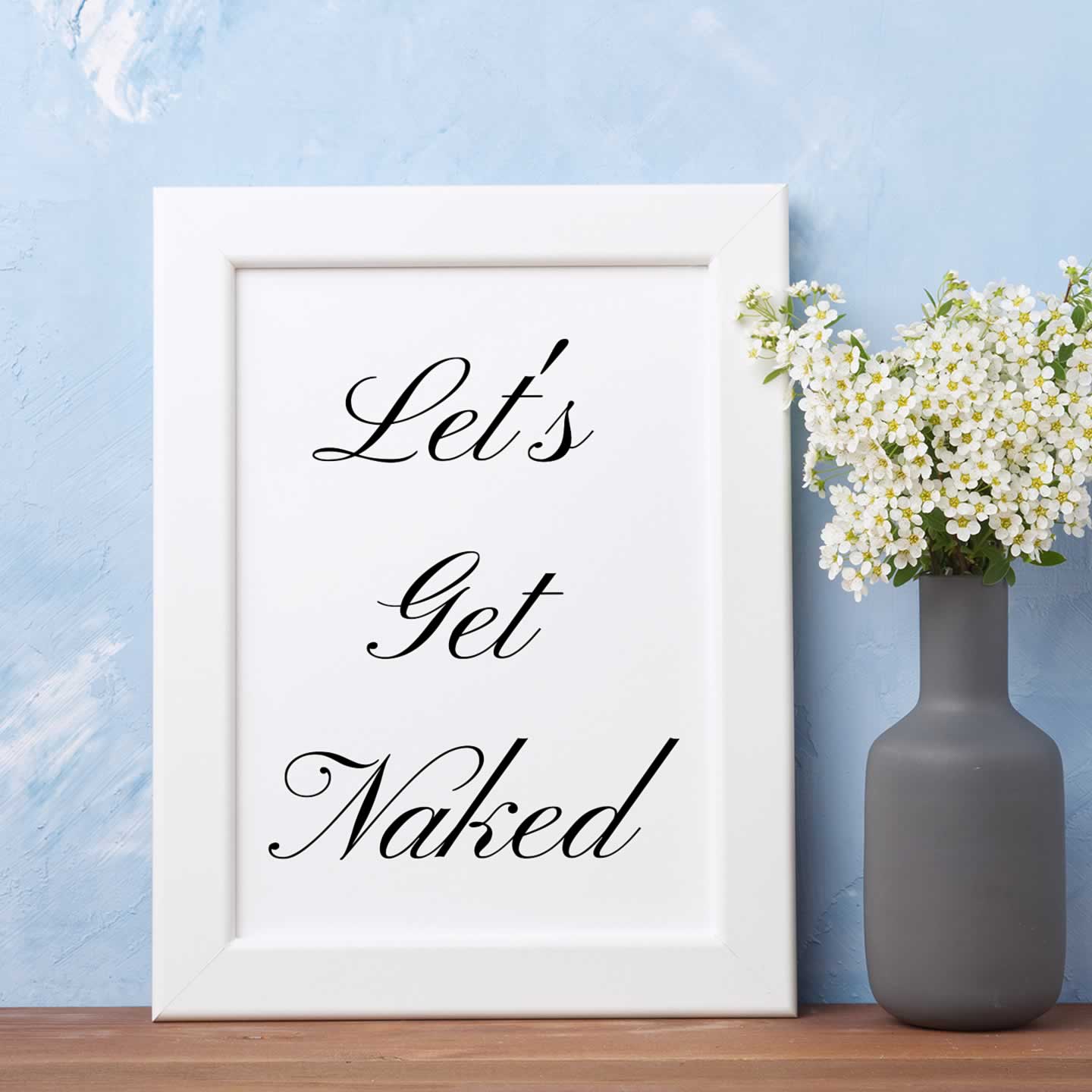 Let's Get Naked Minimalist Bathroom Print