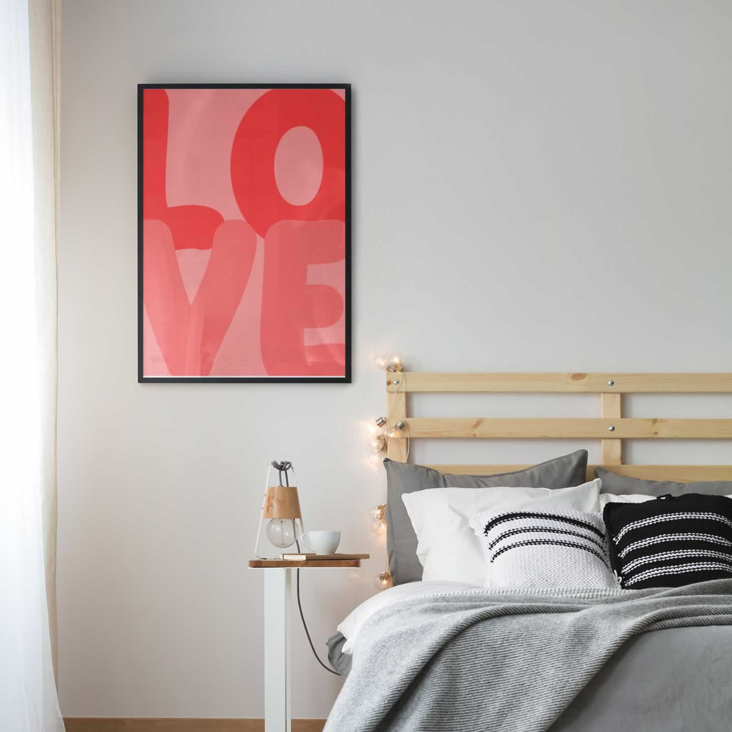 Oversized love print for bedroom