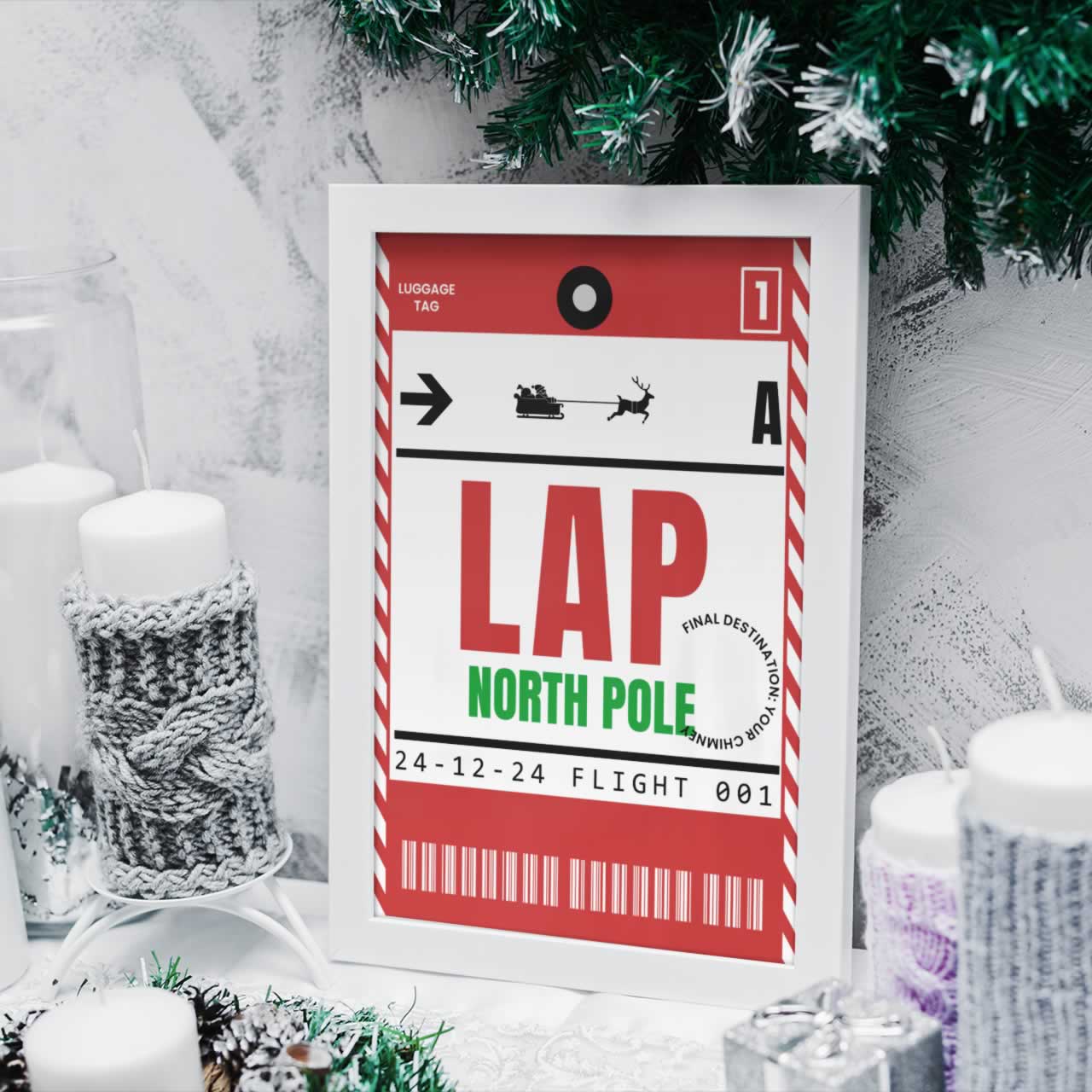 Santa North Pole Travel Poster Print