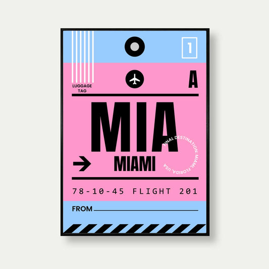 Miami Luggage Tag Travel Poster Print