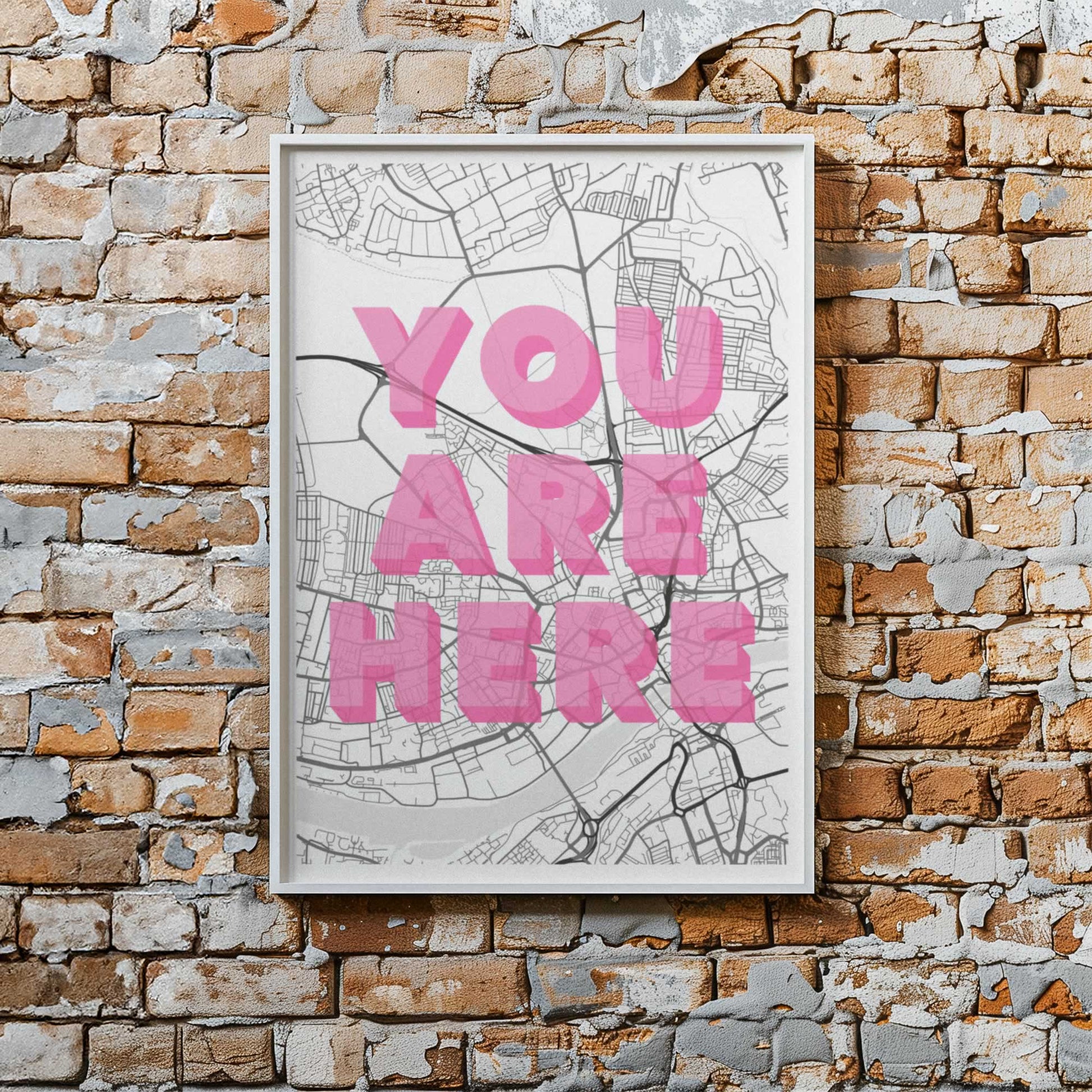 Newcastle Map You Are Here Framed Art Print