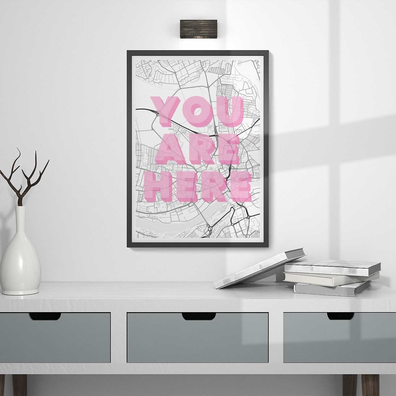 Newcastle Map You Are Here Print For Living Room