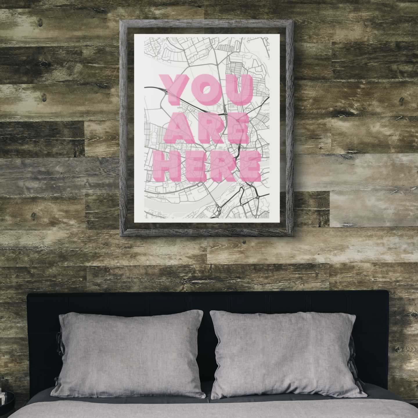 Newcastle Map You Are Here Print For Bedroom