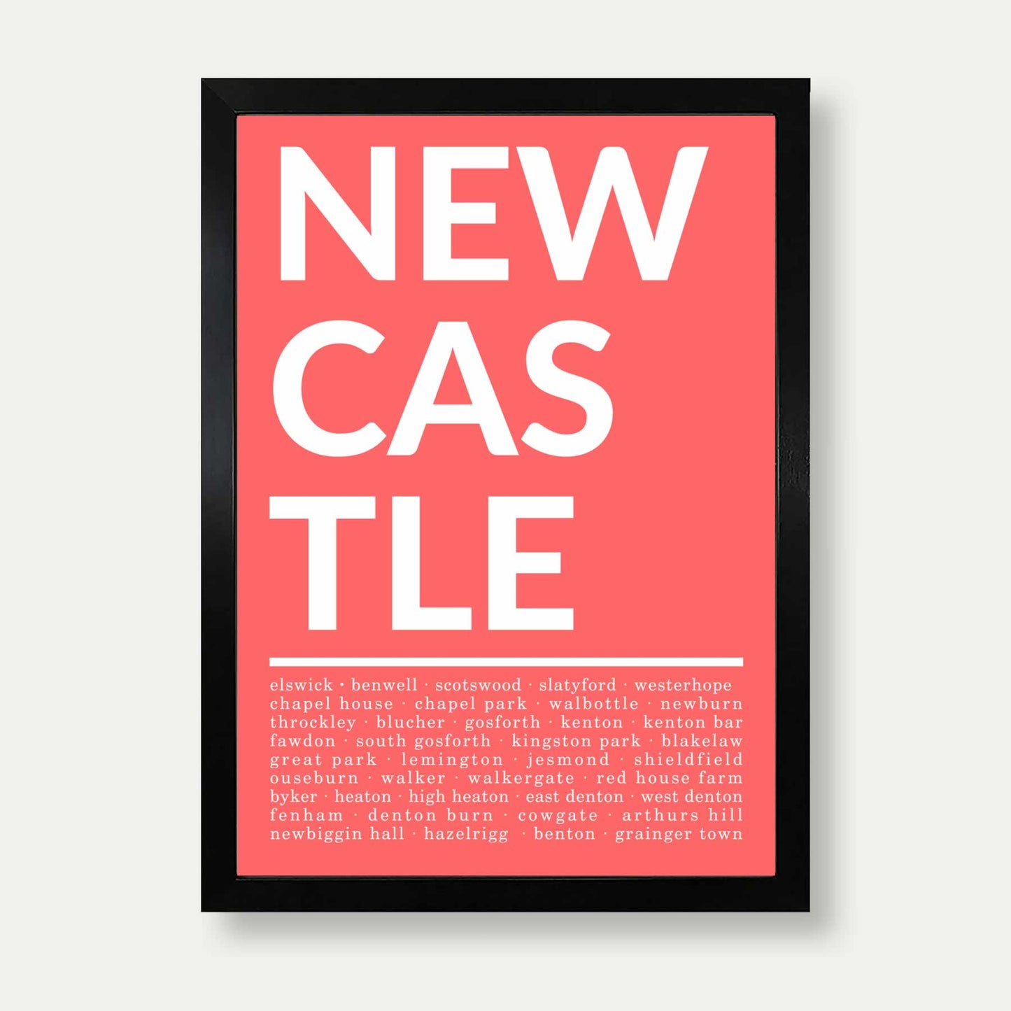 Places In Newcastle Print In Coral