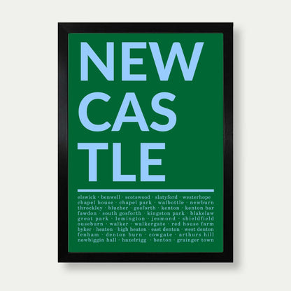 Places In Newcastle Print In Green