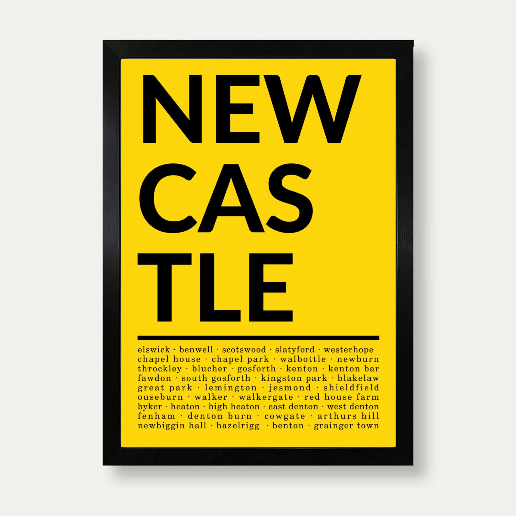Newcastle Districts Print In Yellow