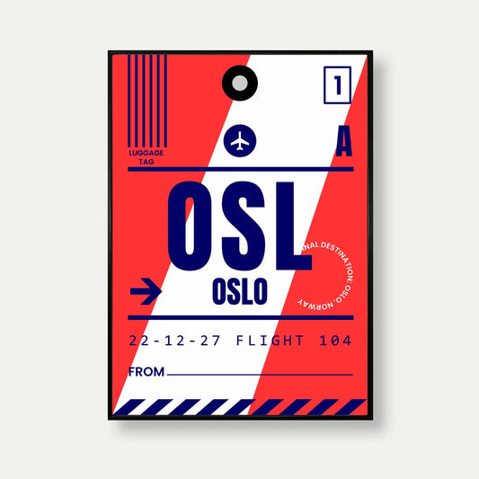 Oslo Luggage Tag Travel Poster Print