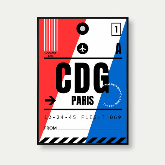 Paris Luggage Tag Travel Poster Print