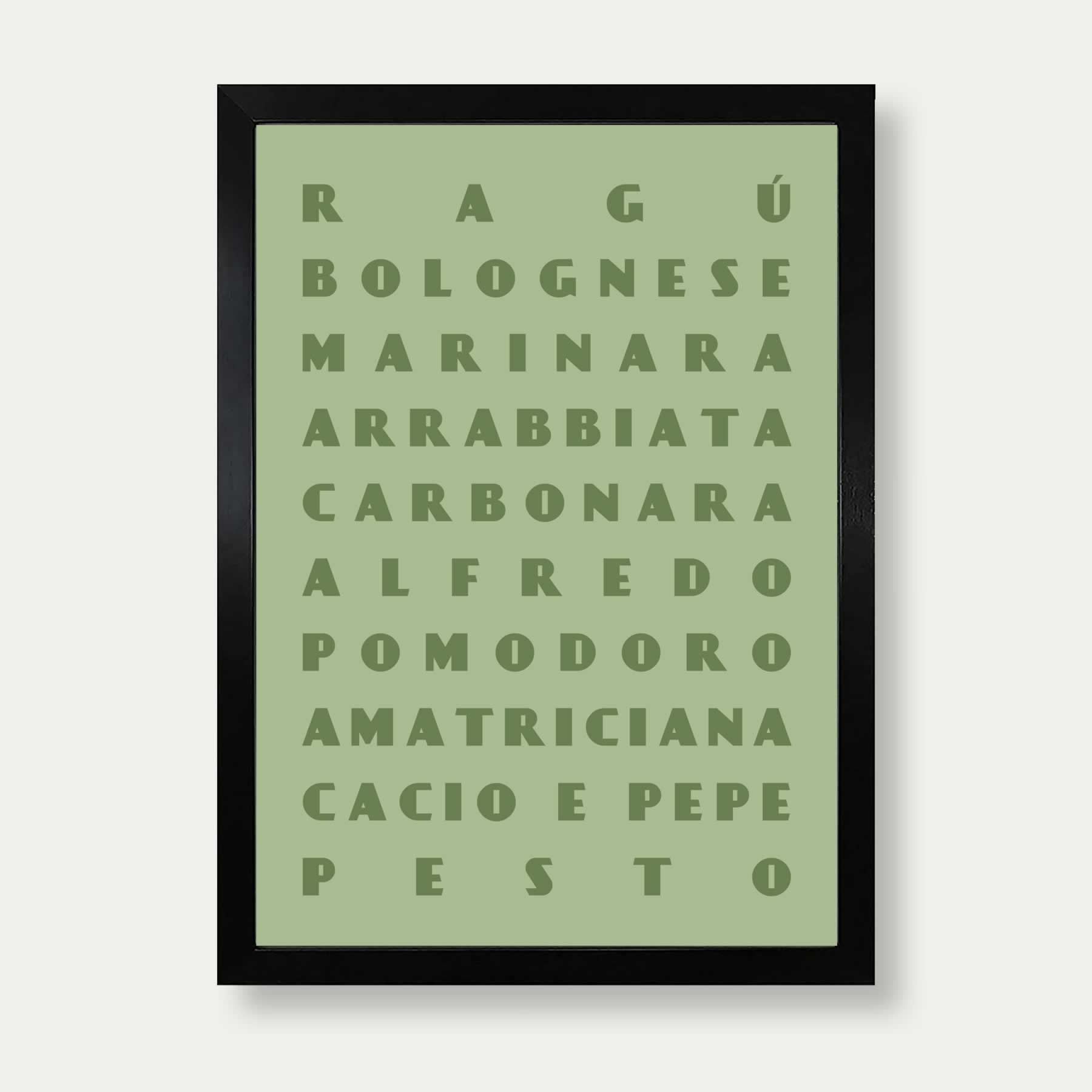 Pasta Sauces Print In Green