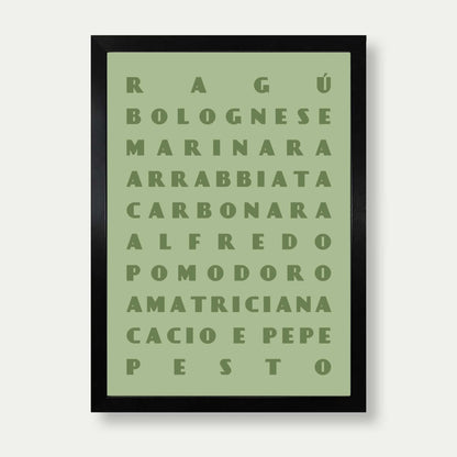 Pasta Sauces Print In Green