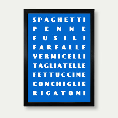 Pasta Shapes Print In Blue