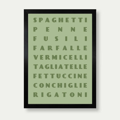 Pasta Shapes Print In Green
