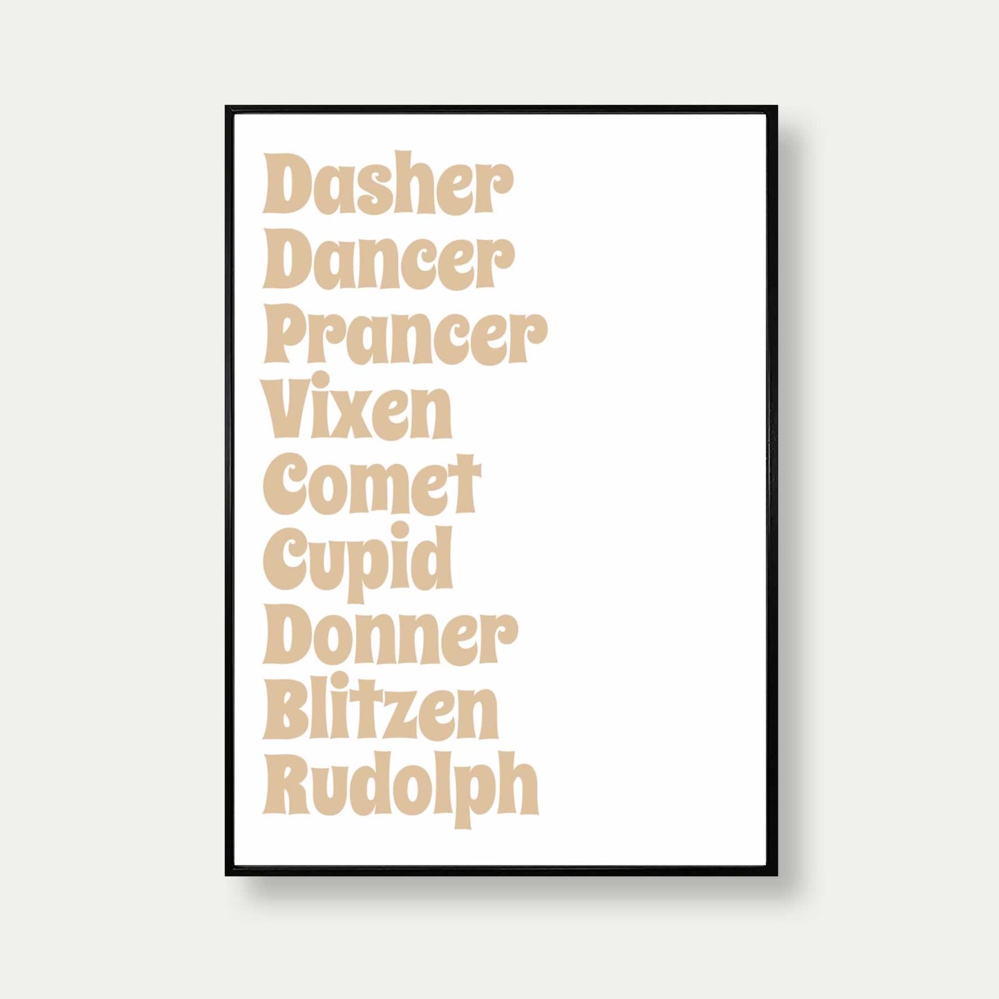 Santas Reindeer List Print In White And Gold