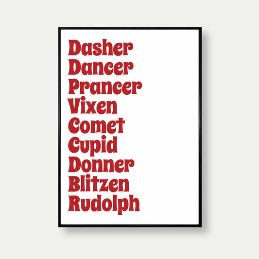 Santas Reindeer List Print