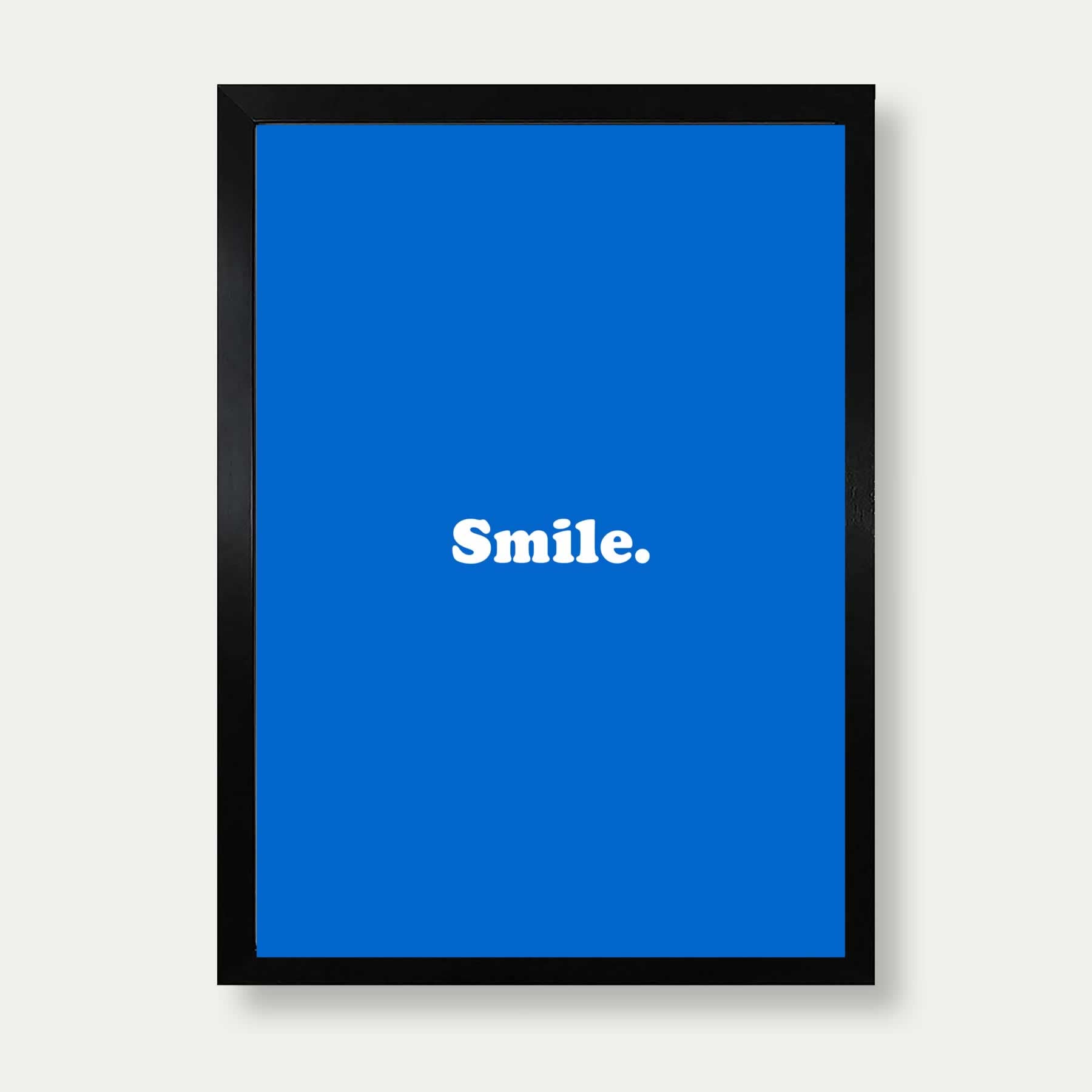 Smile Typography Print In Blue