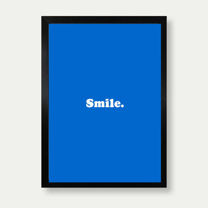 Smile Typography Print In Blue