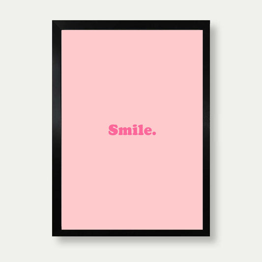 Smile Typography Print In Pink