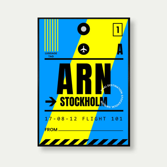 Stockholm Luggage Tag Travel Poster Print