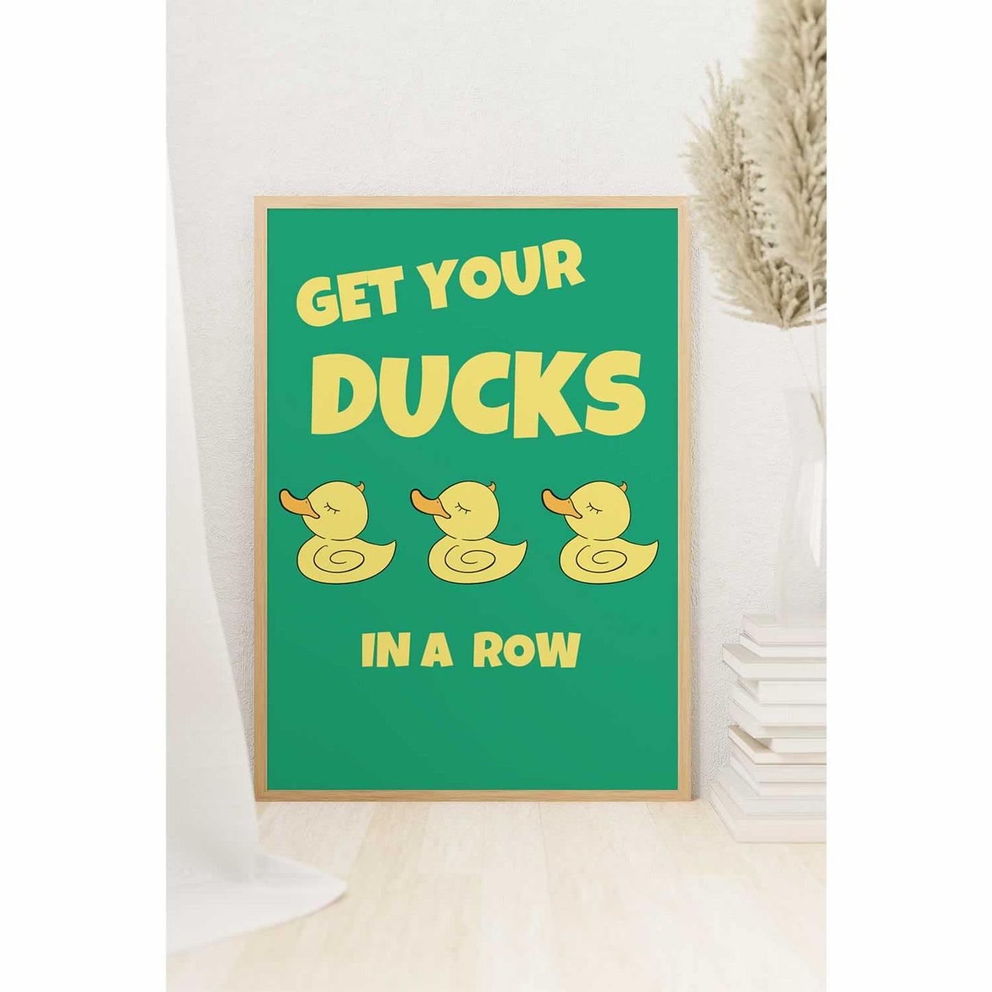 Get Your Ducks In A Row Art Print In Green