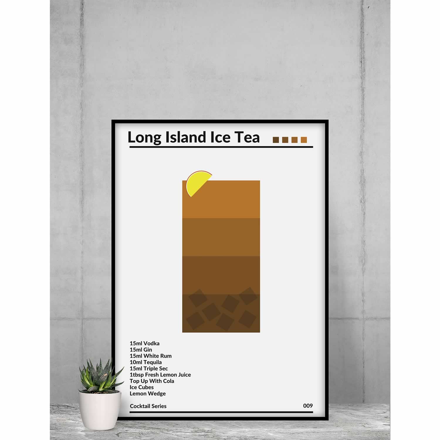 Lond Island Ice Tea Minimalist Cocktail Print Framed