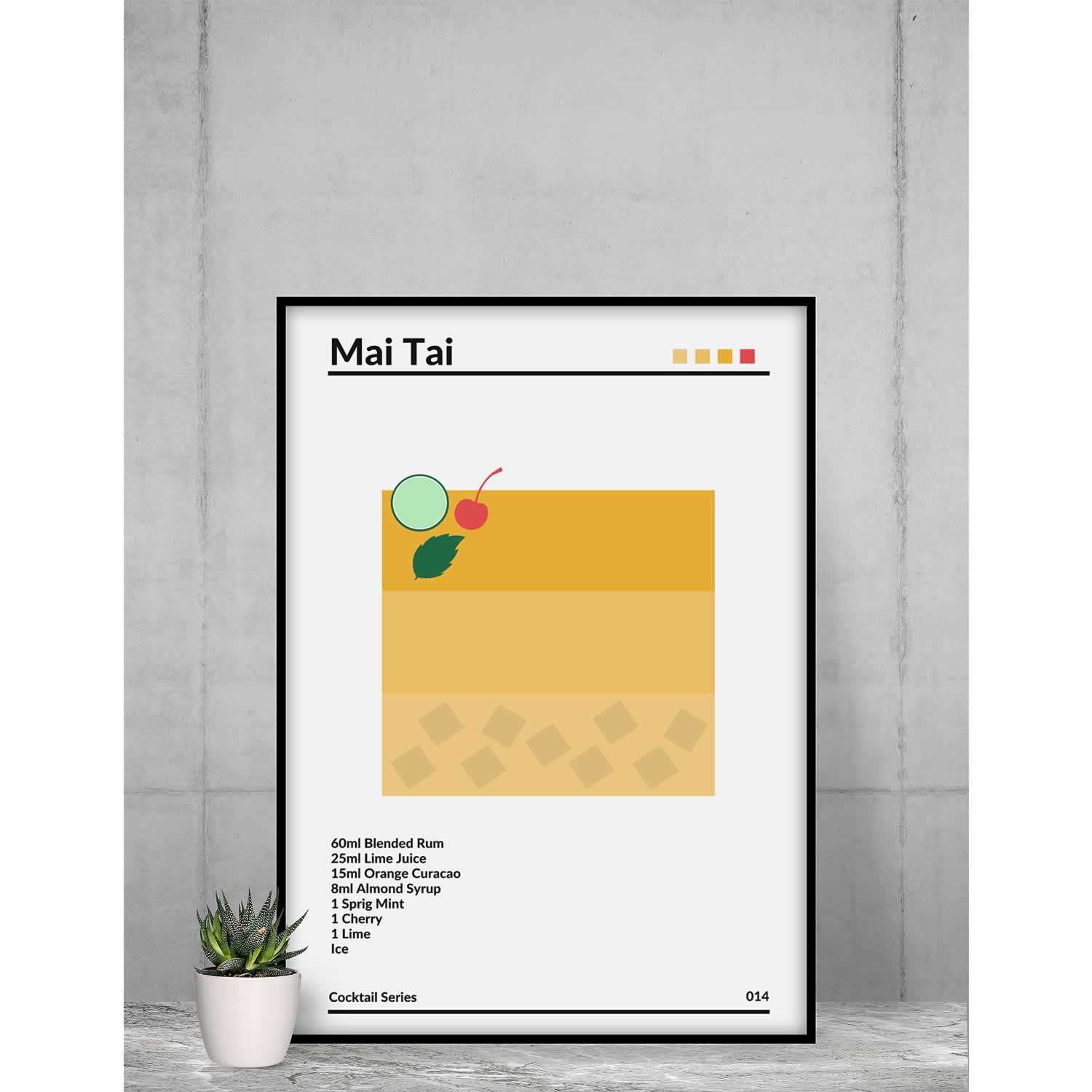 Mai Tai Cocktail Minimalist Print Framed